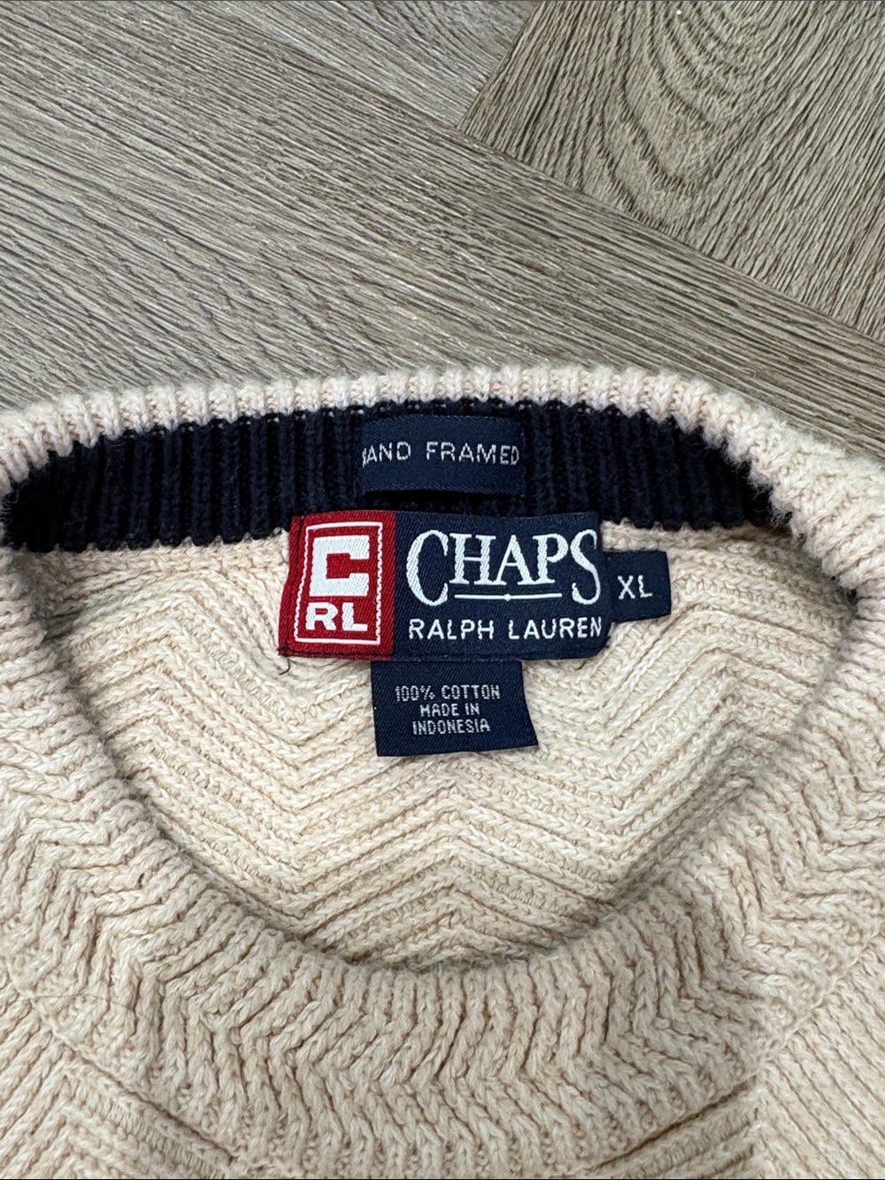 Chaps Ralph Lauren Men's Cream Crewneck Sweater XL - Picture 2 of 8